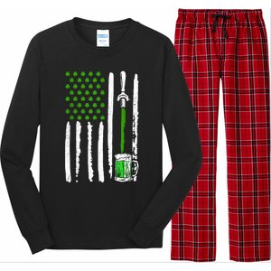 American Flag St Patrick's Day Shamrock Ing Beer Irish Funny Gift Long Sleeve Pajama Set