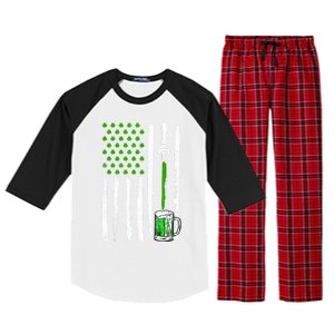 American Flag St Patrick's Day Shamrock Ing Beer Irish Funny Gift Raglan Sleeve Pajama Set