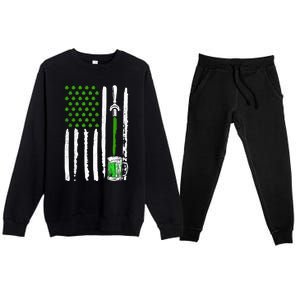 American Flag St Patrick's Day Shamrock Ing Beer Irish Funny Gift Premium Crewneck Sweatsuit Set