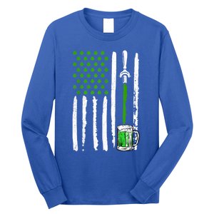 American Flag St Patrick's Day Shamrock Ing Beer Irish Funny Gift Long Sleeve Shirt