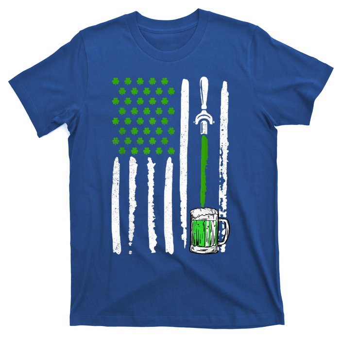 American Flag St Patrick's Day Shamrock Ing Beer Irish Funny Gift T-Shirt