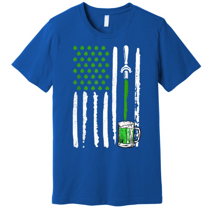 American Flag St Patrick's Day Shamrock Ing Beer Irish Funny Gift Premium T-Shirt