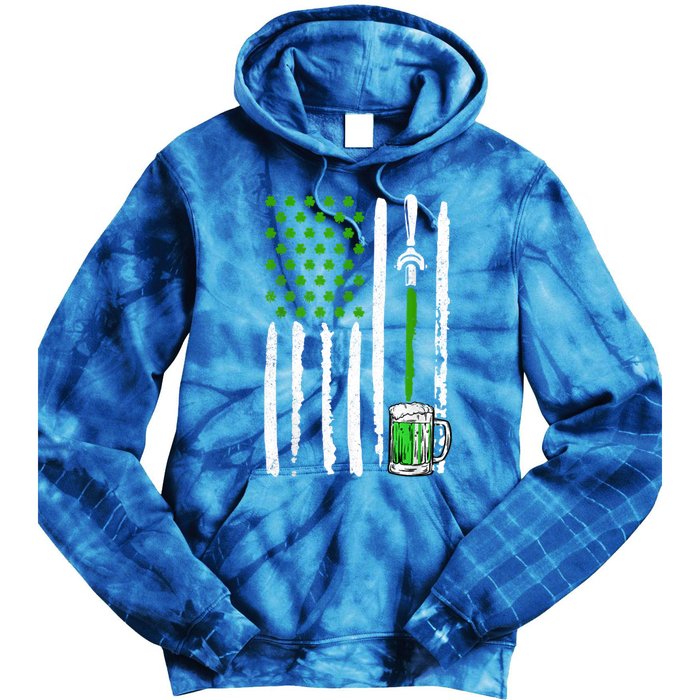 American Flag St Patrick's Day Shamrock Ing Beer Irish Funny Gift Tie Dye Hoodie