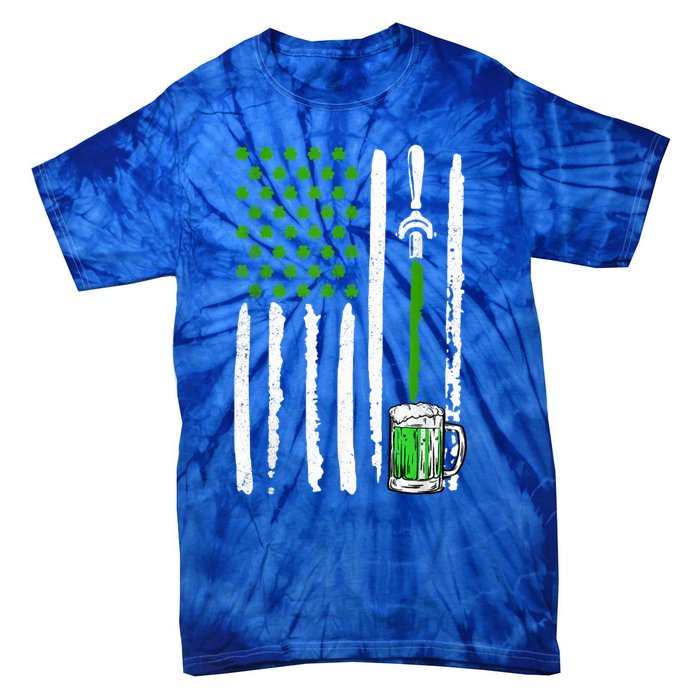 American Flag St Patrick's Day Shamrock Ing Beer Irish Funny Gift Tie-Dye T-Shirt