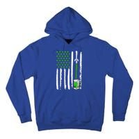 American Flag St Patrick's Day Shamrock Ing Beer Irish Funny Gift Tall Hoodie