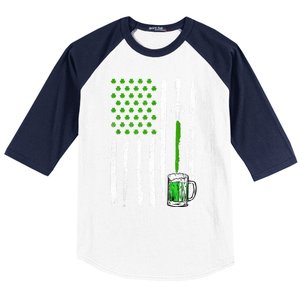 American Flag St Patrick's Day Shamrock Ing Beer Irish Funny Gift Baseball Sleeve Shirt