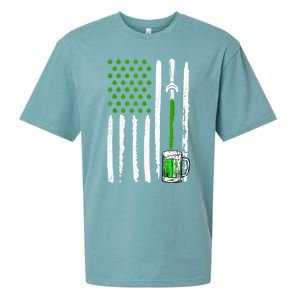 American Flag St Patrick's Day Shamrock Ing Beer Irish Funny Gift Sueded Cloud Jersey T-Shirt