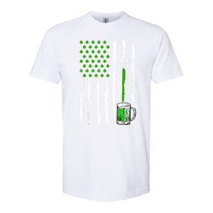 American Flag St Patrick's Day Shamrock Ing Beer Irish Funny Gift Softstyle CVC T-Shirt