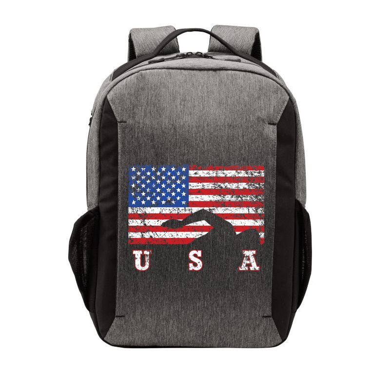 American Flag Swimming USA Gift, Swim Team Vector Backpack