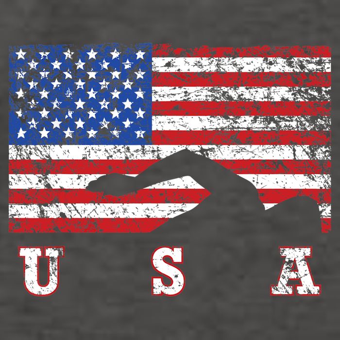 American Flag Swimming USA Gift, Swim Team Vector Backpack