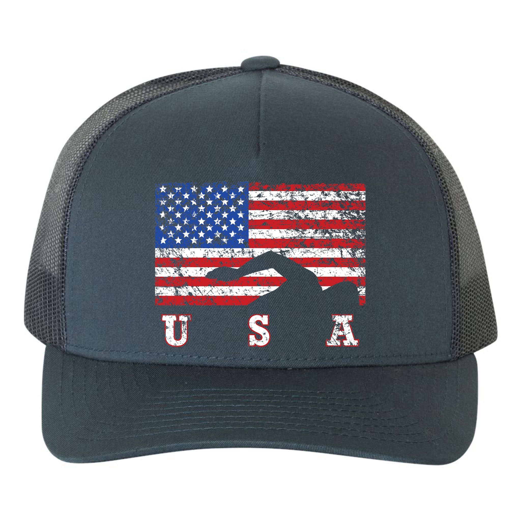 American Flag Swimming USA Gift, Swim Team Yupoong Adult 5-Panel Trucker Hat