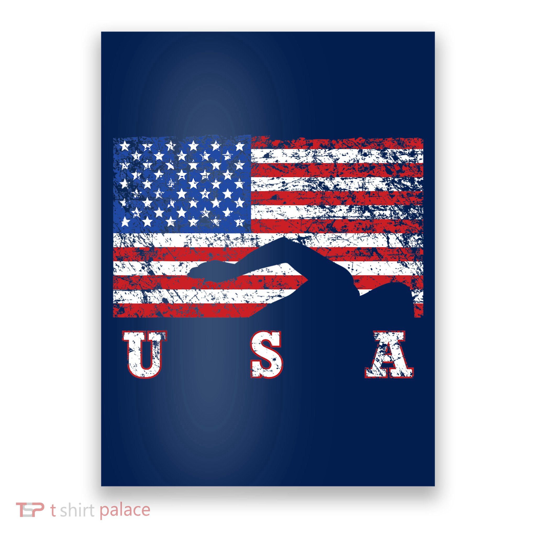 American Flag Swimming USA Gift, Swim Team Poster