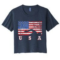 American Flag Swimming USA Gift, Swim Team Women's Crop Top Tee
