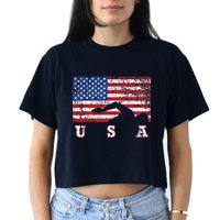 American Flag Swimming USA Gift, Swim Team Women's Crop Top Tee