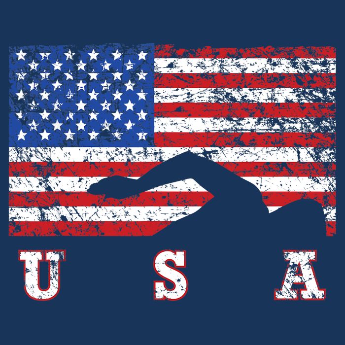 American Flag Swimming USA Gift, Swim Team Kids Hoodie