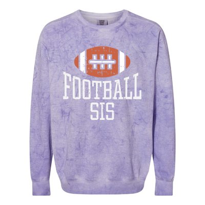 American Football Sis Vintage Gridiron Sports Lover Sister Cool Gift Colorblast Crewneck Sweatshirt