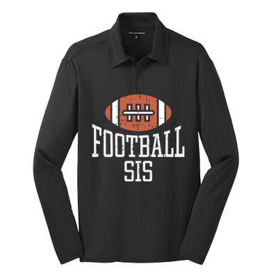 American Football Sis Vintage Gridiron Sports Lover Sister Cool Gift Silk Touch Performance Long Sleeve Polo