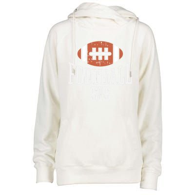 American Football Sis Vintage Gridiron Sports Lover Sister Cool Gift Womens Funnel Neck Pullover Hood