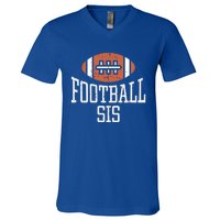 American Football Sis Vintage Gridiron Sports Lover Sister Cool Gift V-Neck T-Shirt