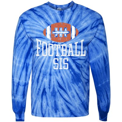 American Football Sis Vintage Gridiron Sports Lover Sister Cool Gift Tie-Dye Long Sleeve Shirt