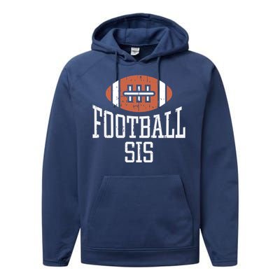 American Football Sis Vintage Gridiron Sports Lover Sister Cool Gift Performance Fleece Hoodie