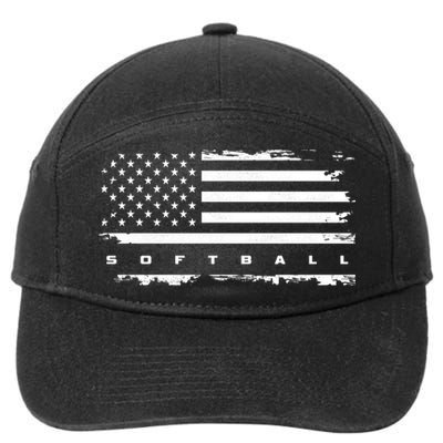 American Flag Softball Gift Softball Funny Gift 7-Panel Snapback Hat