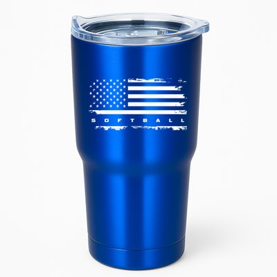 American Flag Softball Gift Softball Funny Gift Tumbler