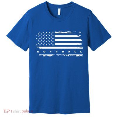 American Flag Softball Gift Softball Funny Gift Premium T-Shirt