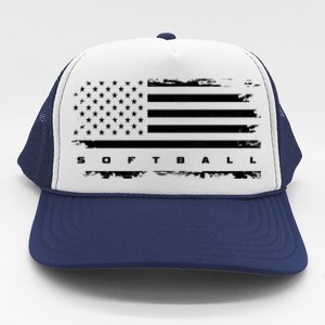 American Flag Softball Gift Softball Funny Gift Trucker Hat