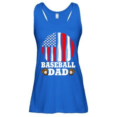 American Flag Softball Baseball Dad Ball Fathers Day Funny Gift Ladies Essential Flowy Tank