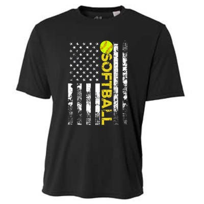 American Flag Softball Team Gift Cooling Performance Crew T-Shirt