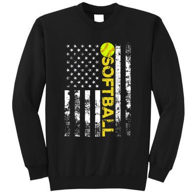 American Flag Softball Team Gift Sweatshirt