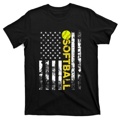 American Flag Softball Team Gift T-Shirt