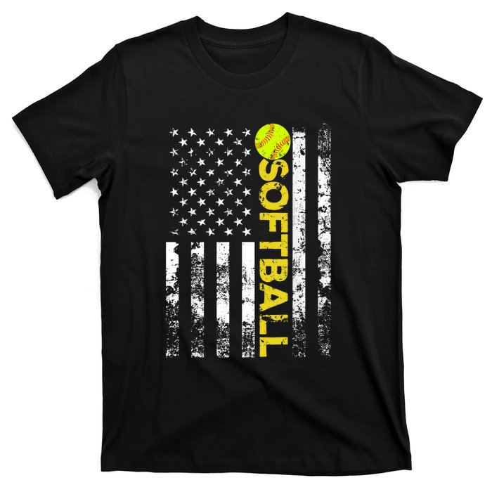 American Flag Softball Team Gift T-Shirt