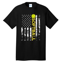 American Flag Softball Team Gift Tall T-Shirt