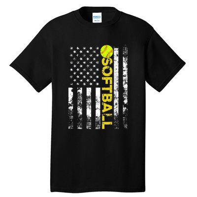 American Flag Softball Team Gift Tall T-Shirt