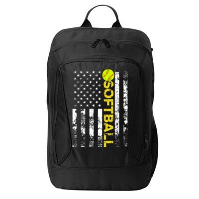 American Flag Softball Team Gift City Backpack