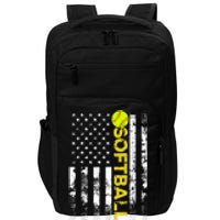 American Flag Softball Team Gift Impact Tech Backpack