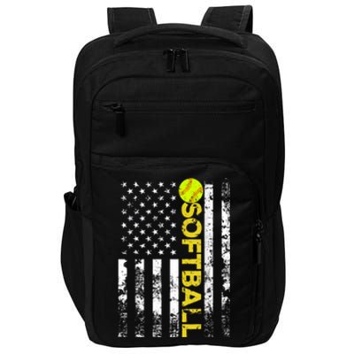 American Flag Softball Team Gift Impact Tech Backpack