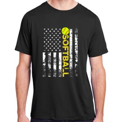 American Flag Softball Team Gift Adult ChromaSoft Performance T-Shirt