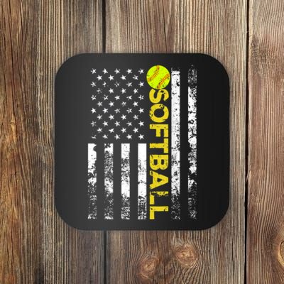 American Flag Softball Team Gift Coaster