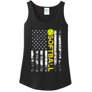 American Flag Softball Team Gift Ladies Essential Tank