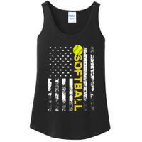 American Flag Softball Team Gift Ladies Essential Tank