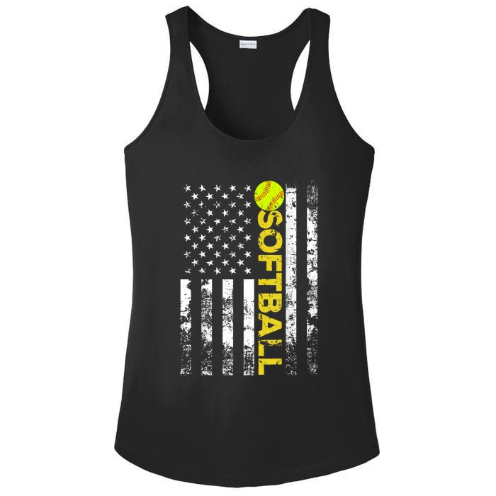 American Flag Softball Team Gift Ladies PosiCharge Competitor Racerback Tank