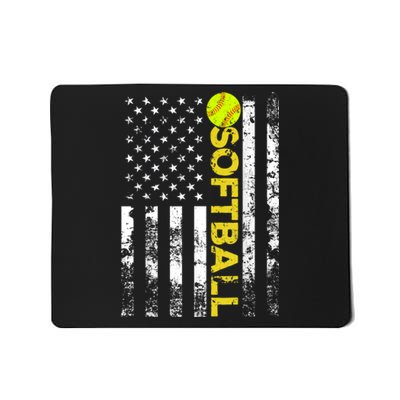 American Flag Softball Team Gift Mousepad