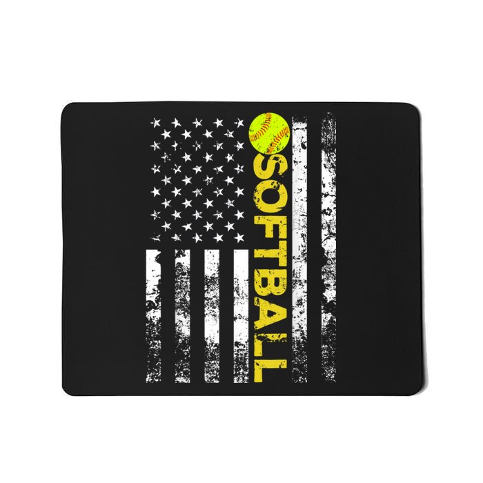 American Flag Softball Team Gift Mousepad