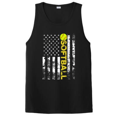 American Flag Softball Team Gift PosiCharge Competitor Tank