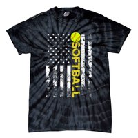 American Flag Softball Team Gift Tie-Dye T-Shirt