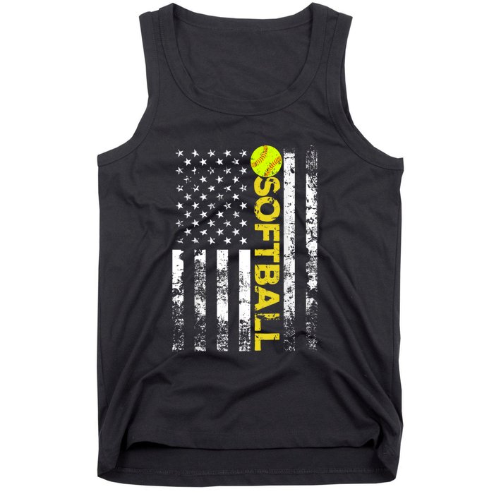 American Flag Softball Team Gift Tank Top