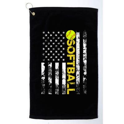 American Flag Softball Team Gift Platinum Collection Golf Towel